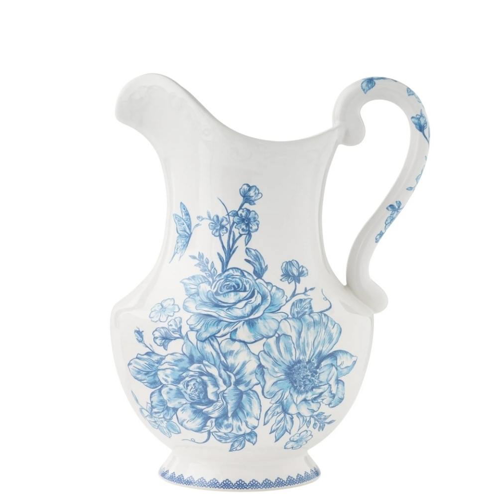 💜 2025 Pioneer Woman Agatha Blue and White Floral 2 Qt Pitcher